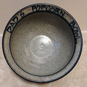 Handmade Stoneware "Dad's Popcorn Bowl" 8" x 4" Speckled Pottery ✨Like New✨